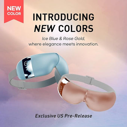HubiCare Eye Massager with Heat, Vibration, and Music Helps Relieve Strain, Dark Circles, Dryness, and for Migraine Relief Relaxation and Better Sleep Valentines Day Gifts for Women/Men (Rose Gold)