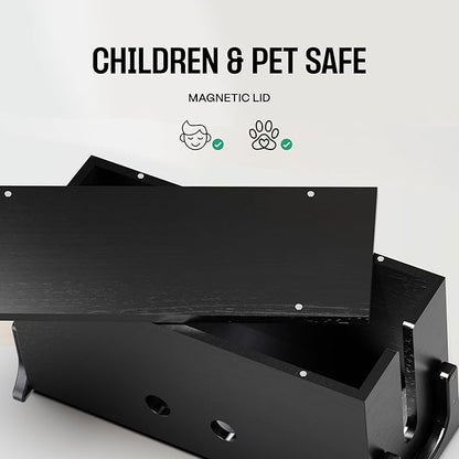 Extra Large Cable Management Box, Wood Cord Hider Box & Organizer for Power Strip, TV Wires & Desk Cable Storage