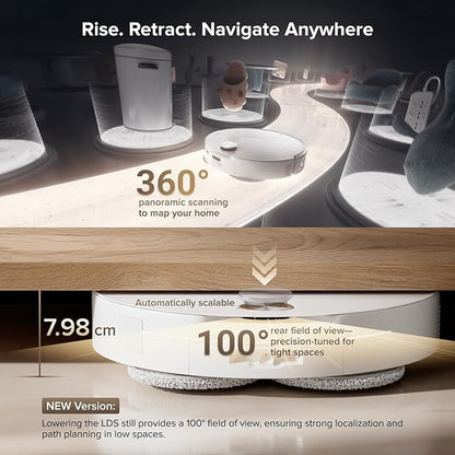 roborock Qrevo CurvX Robot Vacuum and Mop, 22,000Pa Suction, 3.14’’ Ultra Slim, Zero-Tangling Design, Reactive AI Obstacle Recognition, AdaptiLift Chassis, Auto Hot Water Mop Washing & Drying