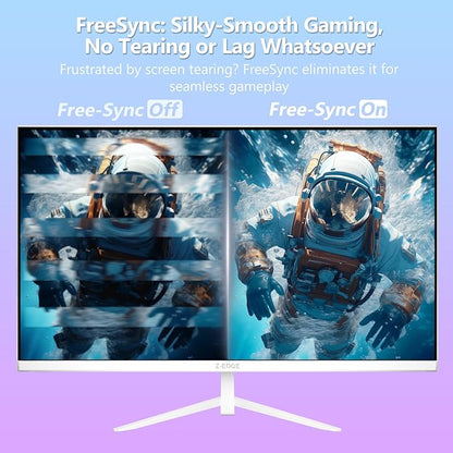 Z-Edge 24 inch 240Hz 165Hz Gaming Monitor, FHD 1080p, MPRT 1ms, IPS Monitor Gaming, 350nits, 16.7M Colors, 99% sRGB, UG24PJ Frameless Bezel, DP x1, HDMI x1(White)