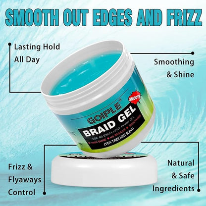 16 OZ Braiding Gel for Twist, Locs, Braids, Edge Control - Extra Hold, High Shine, No Flake, Long Lasting for Locks, Cornrows - Smooths & Tames Frizz (Tea Tree)