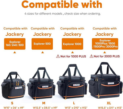 FRECOLSH Travel Carrying Case Compatible with Jackery Explorer 300/240/160, Portable Power Station Storage Case with Water- proof Bottom and Front Pockets for Jackery Accessories Solar Generator