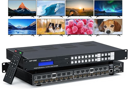 MT-VIKI 8x8 8K UHD HDMI 2.1 Matrix Switcher with Audio De-embedder, 8K@60Hz and 4K@120Hz, EDID, RS232, LAN Port, APP, Web GUI (8 in 8 Out)