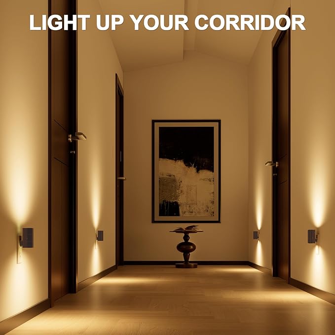 NIORSUN Night Lights Plug into Wall, Dimmable with 3 Color Modes & Auto On/Off Sensor, Ultra-Slim Nightlight for Hallway, Bathroom, Bedroom, Nursery, Kitchen (4 Pack, Black)