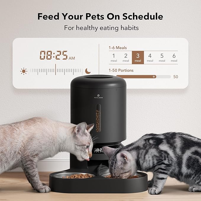PETLIBRO Automatic Cat Feeder, Auto Pet Food Dispenser with Freshness Preservation, Timed Cats Feeders with Low Food Sensor for Dry Food, Up to 6 Meals Per Day, Granary Pet Feeder for Cats/Dogs