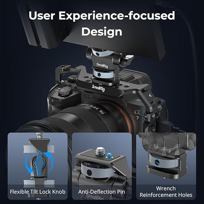 SmallRig Adjustable Camera Monitor Mount, 360° Swivel and 180° Tilt Monitor Holder, with 1/4"- 20 Screws, Bouncy Locating Pins, Anti-Twist Design, for Ninja V and V+ Monitors