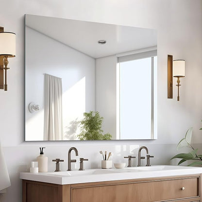 CILIBER Frameless Mirror, 36x40 inch Bathroom Mirrors for Over Sink, Large Frameless Wall Mirror, Upgraded Shatterproof Vanity Mirror with Polished Edge for Bathroom,Bedroom,Living Room and Entryway