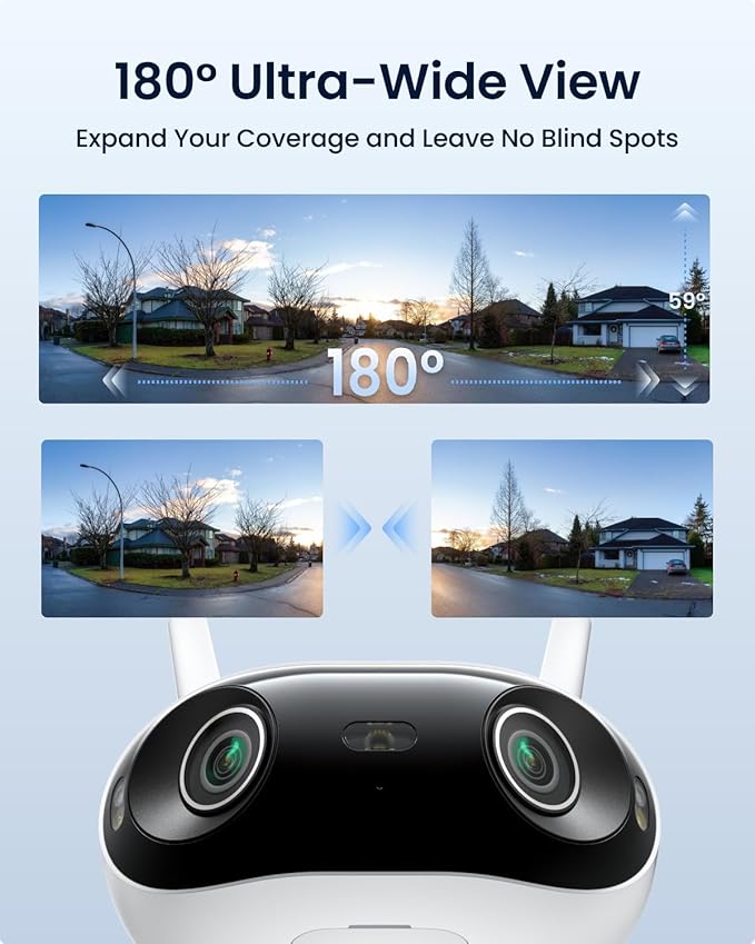 REOLINK 4K 8MP 180° Panoramic Security Camera with Dual-Lens, 2.4/5GHz Dual-Band Wi-Fi 6, Motion Track, Up to 512GB microSD Card Storage, Plug-in Power, Color Night Vision, Elite WiFi