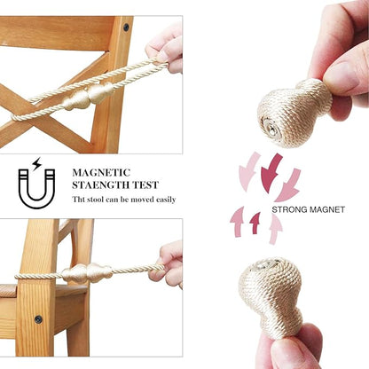 Nieffeiy Magnetic Curtain Tiebacks Outdoor Curtain Tie Backs Rope Decorative Magnetic Curtain Holders for Drapes Window Treatment Holdbacks, Oatmeal 4Pack