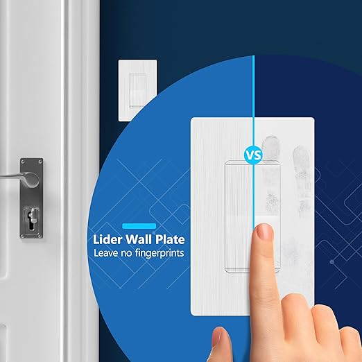 LIDER Brushed White Minimalist Design Decorator Switch, Frameless Paddle Wall Light Switch, On/Off Rocker Switch, Single Pole, Residential Grade, UL Listed, 3 Wire, 15A 120-277VAC, 5 Pack