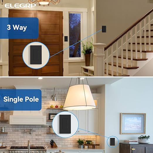 ELEGRP Dimmer Switch, Digital Dimmer Light Switch for LED Lights 150W, INC/HAL 450W, 3 Way LED Dimmer Switch, Needs Neutral Wire, Wall Plate Included, UL Listed, 10 Pack, Matte Black