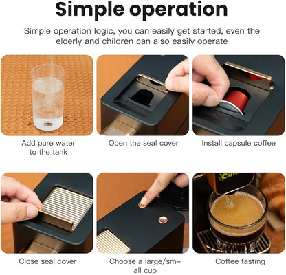 Mini Espresso Coffee Machine for Capsules Compatible with Nespresso OriginalL Machine, Espresso Maker Single Serve, Bestpresso Coffee Capsules Peet's Espresso more (Black)