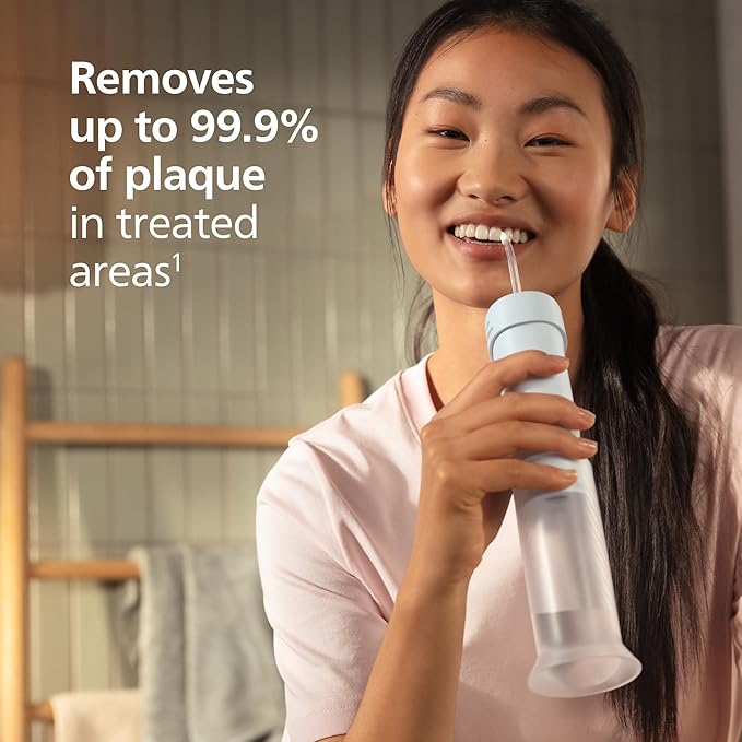 Philips Sonicare Compact Flosser 1000, Blue, ProtectiveClean 5300 Rechargeable Electric Toothbrush and 2PK Compact Nozzle Bundle