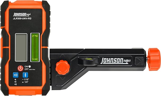 Johnson Level & Tool JLR300-UNV-RG Universal Green & Red Rotary Laser Detector, Dual Sided Detector, LED Backlit Display