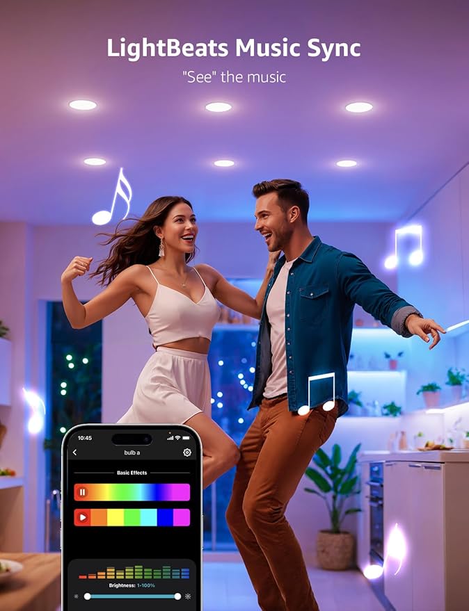 Lepro BR2 AI LED Smart Bulbs - AI Generated Lighting, LightGPM 4 with LLM, LightBeats Music Sync, Voice Control Via App, RGBWW Colors, Compatible with Alexa & Google Assistant, BR30 E26 8W, 4 Packs