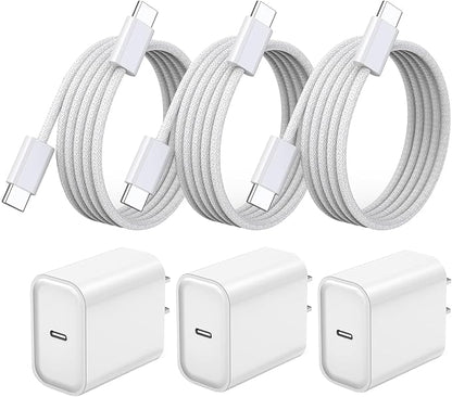 iPhone 17 16 15 Pro Max Charger Fast Charging 3Pack 20W Apple Fast Charger USB C Block with Cord for iPhone 17/17 Pro/17 Pro Max/17 Air/16/16e/16 Plus/16 Pro/16 Pro Max/15/15 Pro Max/iPad Pro/Air Pods