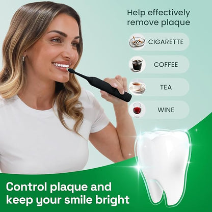 Brushmo Plaque Control Replacement Toothbrush Heads, Compatible with Philips Sonicare Click-on Electric Toothbrush Handles, 8 Standard Replacement Heads, SoftDuPont Bristles, BM928bk, Black