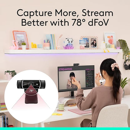 Logitech C922x HD Pro PC Webcam, Full HD 1080p/30fps or 720p/60fps Video, HD Light Correction, Works with Microsoft Teams, Google Meet, Zoom, Nintendo Switch 2’s new GameChat mode, Mac/Tablet- Black