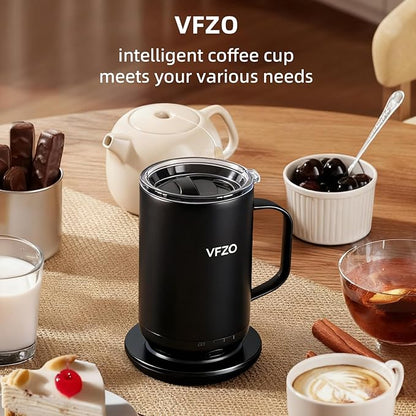 Self Heating Coffee Mug,High-Capacity- 18 oz, 180 Min Battery Life, Smart Heated Coffee Mug，Smart Mug, Simple Temperature Control Operation, Gifts for Family Members (Black)