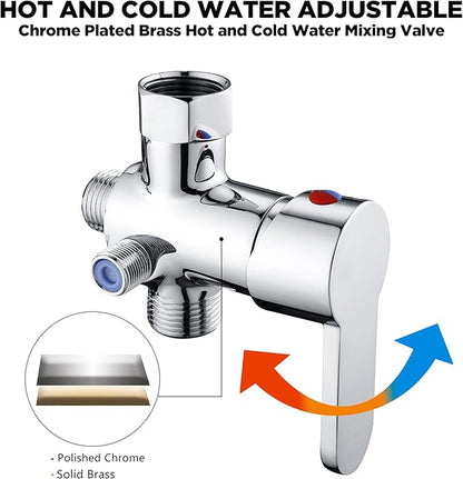 Handheld Bidet Sprayer for Toilet, Bidet Attachment for Warm Water, Hot and Cold Mixing Valve Kit, Hand Sprayer for Feminine Wash, Pet, Cloth, Diaper