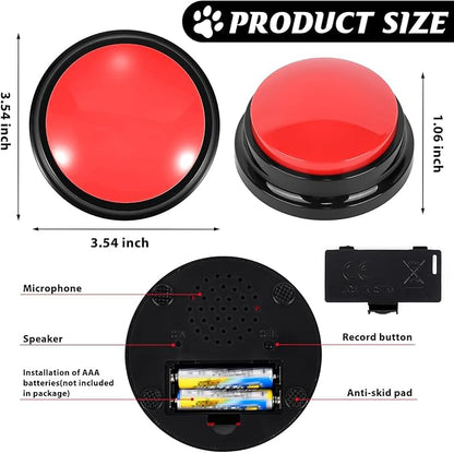 10 PCS Red Voice Recording Buttons for Dogs Dog Training Communication Buttons with 30 Sec Record and Playback, Pet Training Buzzer for Puppy Cats, Funny Gift for Study Office Home Pet Lovers