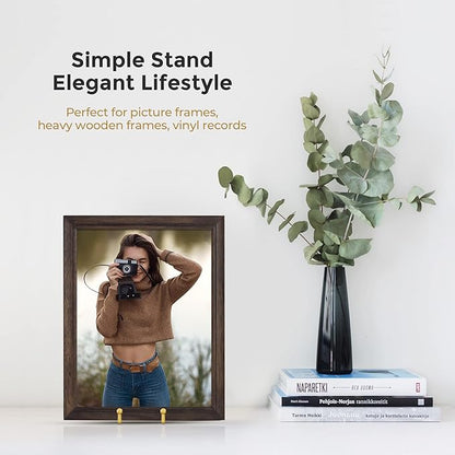 TR-LIFE Plate Stands for Display - 6 Inch Plate Holder Display Stand + Metal Frame Holder Stand for Picture, Decorative Plate, Photo Easel, Tabletop Art (Gold 2 Pack)