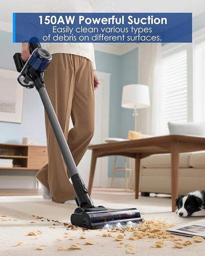 Tineco Pure ONE S30 Cordless Vacuum Cleaner, 150AW Powerful Suction, Zero Tangle Brush, Up to 65min Runtime, 6-Stage HEPA Filtration, PureCyclone Technology Stick Vacuum with Wall Mount Dock