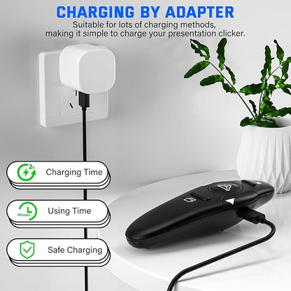 Presentation Clicker, Rechargeable Pointer, 2-in-1 USB Type C Powerpoint Clicker, Clicker for Powerpoint Presentations Slide Advancer, Presentation Clicker Wireless Presenter Remote Clicker
