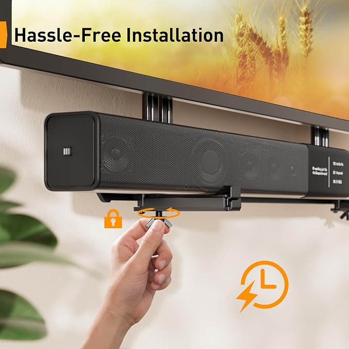 Perlegear Soundbar Mount, Sound Bar Mount with Holes/Without Holes, Sound Bar Mounts Under TV up to 15 lbs, Non-Slip Base Holder Extends 3.5” to 6”, Attach Speaker to TV or Wall
