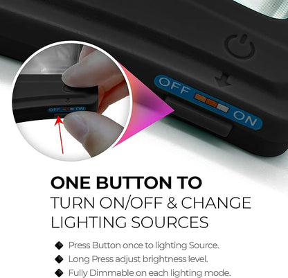 MagniPros 5X Rechargeable Large Ultra Bright LED Page Magnifier with Anti-Glare Lens & 3 Color Dimmable Light Modes, Relieve Eye Strain- Ideal for Reading Small Prints, Low Vision, Seniors
