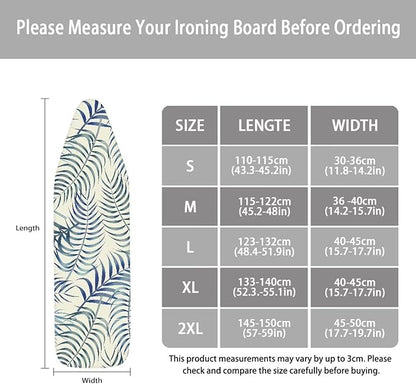 ZCFYGDX Easy Installation 17 x 49 Ironing Board Covers - Hawaiian Palm Leaf Print Elastic Edge & Nylon Buckle Straps Fasteners, Suitable for Most Iron Board, Stain Resistant Protective Cover