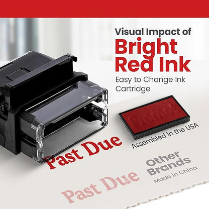 Promot Past Due Self Inking Rubber Stamp - Refillable Stampers for Office - Business, Accounting, Bookkeeping, Coding, Legal, Notary, Work, Ordering, Inventory, Check, Accounts Payable Stamp - Red Ink