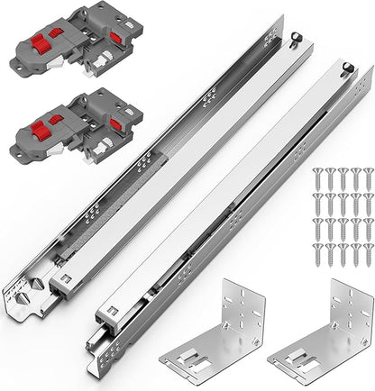 Chibery 9 12 15 18 21 Inch Undermount Soft Close Drawer Slides, Full Extension 3D Locking Device, Concealed Bottom Mount Rails for face Frame Cabinet, Rear Mount Brackets, 100 LB, 15 inch-1 Pair