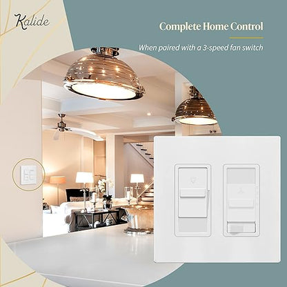 TOPGREENER Digital Dimmer Light Switch for 200W Dimmable LED/CFL Lights, Single Pole Led Slide Dimmer Switch, Neutral Wire Not Required, Wall Plate Included, UL Listed, TGDS1-W-6PCS, White,6 Pack