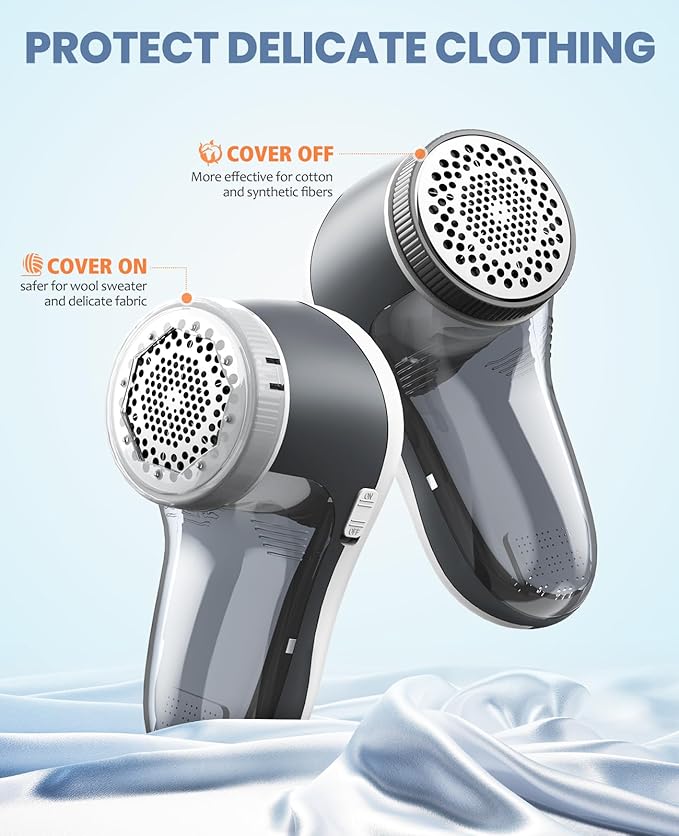 POPCHOSE Fabric Shaver, Sweater Shavers to Remove Pilling, Lint Shaver with 6-Leaf Blades, Electric Lint Remover for Clothes, Couch, Furniture, Fuzz, Lint Ball, Pillings, USB Rechargeable