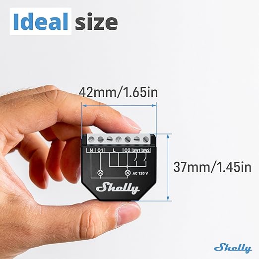 Shelly Wave 2PM US LR UL | Z-Wave Long Range Smart Switch Relay, 2-Channel 16 A with Power Metering | Home Automation | High Compatibility | Easy Installation | iOS Android App