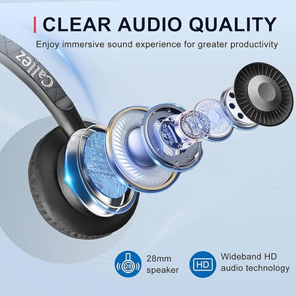 Callez USB Headset with Mic, Computer Headset with ENC Dual Noise Cancelling Microphone & MS Teams Call Button, Wired Mono Headphones for PC Laptop Mac Teams Zoom Home Office Work