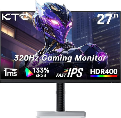 KTC Monitor 27-inch White Gaming Monitor WQHD (2560x1440) Fast IPS, 300Hz (Supports 320Hz via Overclocking) 1ms 144% sRGB High Brightness 450cd/㎡, Low Blue Light, Flicker-Free, 2 x HDMI, 1 x DP H27E6