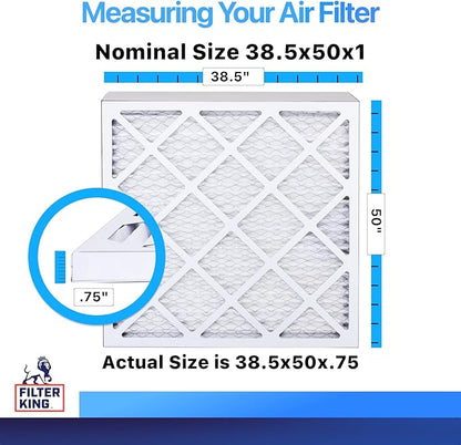 Filter King 38.5x50x1 Air Filter | 4-PACK | MERV 8 HVAC Pleated A/C Furnace Filters | MADE IN USA | Actual Size: 38.5 x 50 x .75"