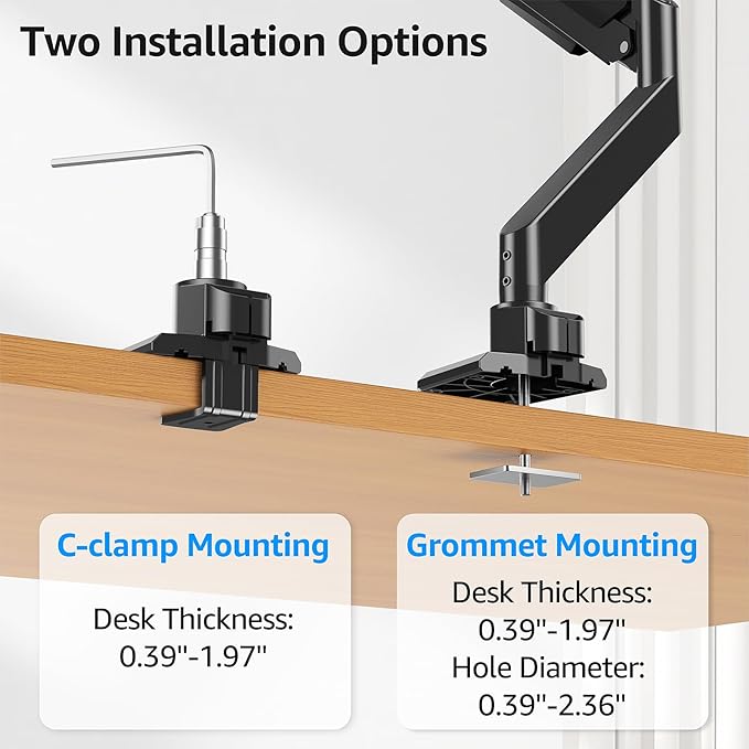MOUNTUP Heavy Duty Monitor Arm for 49 inches, 44 lbs Curved Screens, Ultrawide Single Monitor Desk Mount, Monitors Stand for Samsung Odyssey G9 and More, VESA Mount with Clamp & Grommet Base