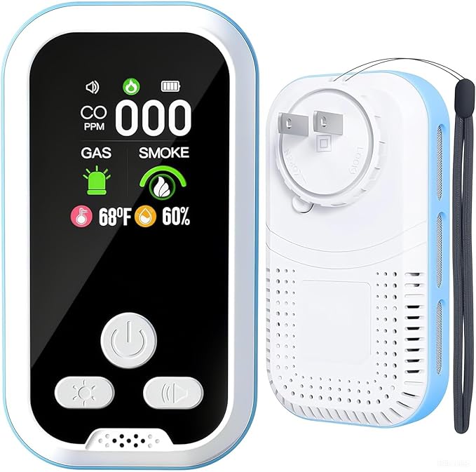 5 in1 Carbon Monoxide Detector Combo with HD Screen Monoxide Alarm, Detects CO, Natural Gas, Smoke, Temperature, and Humidity for Home, Apartment, Hotel, Camping RV Safety Gifts Idea