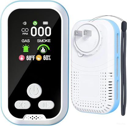 5 in1 Carbon Monoxide Detector Combo with HD Screen Monoxide Alarm, Detects CO, Natural Gas, Smoke, Temperature, and Humidity for Home, Apartment, Hotel, Camping RV Safety Gifts Idea
