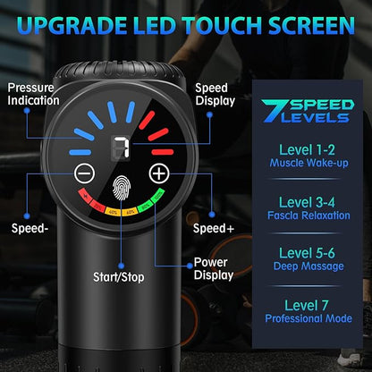TOLOCO Massage Gun, Deep Tissue Back Massage for Athletes for Pain Relief, Percussion Massager with 10 Massages Heads & Silent Brushless Motor, Christmas Gifts for Women, Men, Black