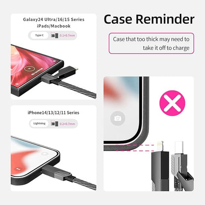 USB C Cable, 240W MAX 4 in 1 Charging Cord 5FT with E-Mark Chip, Fast Charging USB A/C to C/Lightning Cable for iPhone 17/16/15/14/13 Series, MacBook/Pad/Android/Tablets and More, iPhone Charger Cord