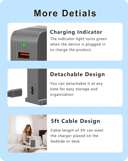 VPSUN USB Charger 6 Port 50W Multi USB Tower Charging Station for Multiple Devices iPhone 15/14/14 Pro/14 Pro Max/13 Pro/13 Pro Max/Android/Samsung/Tablet,etc (Gray, 50W)