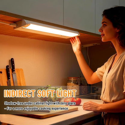 Snyloe 4 Pack 34" LED Under Cabinet Lighting Hardwired, 22W 1800LM 3CCT Adjustable (3000K/4000K/5000K), Plug-in Hardwired, Linkable Up to 10 Lights, 45° Rotatable Design