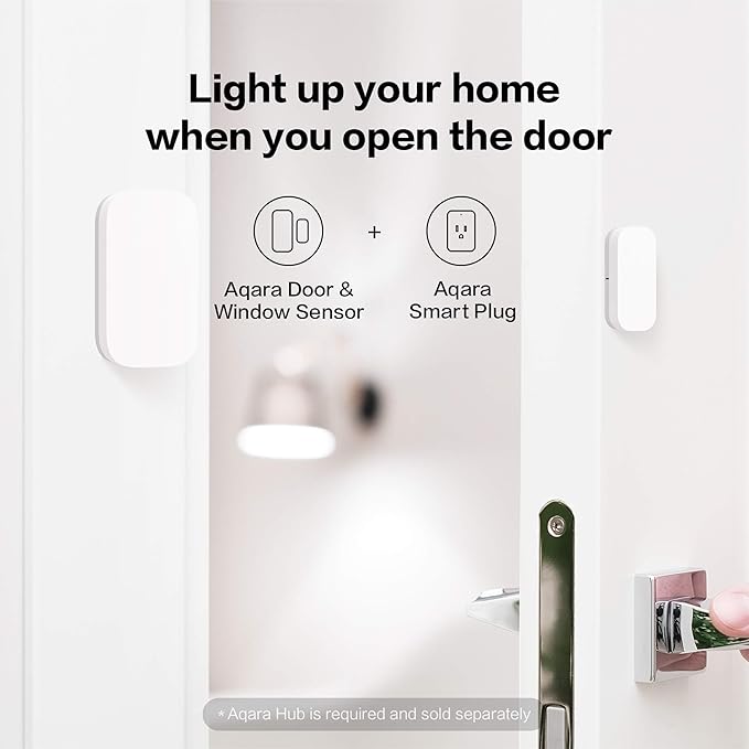 Aqara Zigbee Door and Window Sensor, Wireless Contact Sensor, Home Automation, Requires Aqara Hub (not 3rd-Party), Zigbee Connection, Kid Safety, Compatible with Apple HomeKit, Alexa, IFTTT