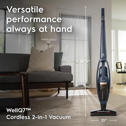 Electrolux WellQ7 Cordless 2-in-1 Vacuum with High Suction Power and 5-Step Filtration System, 50-Minute Run Time, 2 Power Modes, Denim Blue