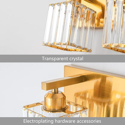 FDPBY Modern 5-Light Gold Brushed Brass Finish Crystal Wall Light for Bathroom Vanity