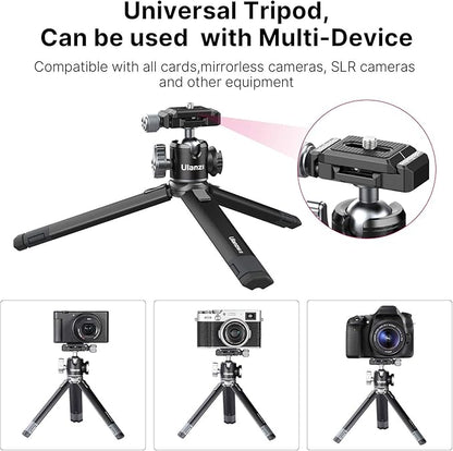 Portable Desktop Mini Tripod PICTRON MT-24 Compact Camera Tripod Aluminum Alloy with 360° Ball Head,1/4 inches Quick Release Plate for DSLR Camera Video Camcorder, Load up to 11lbs/5kg